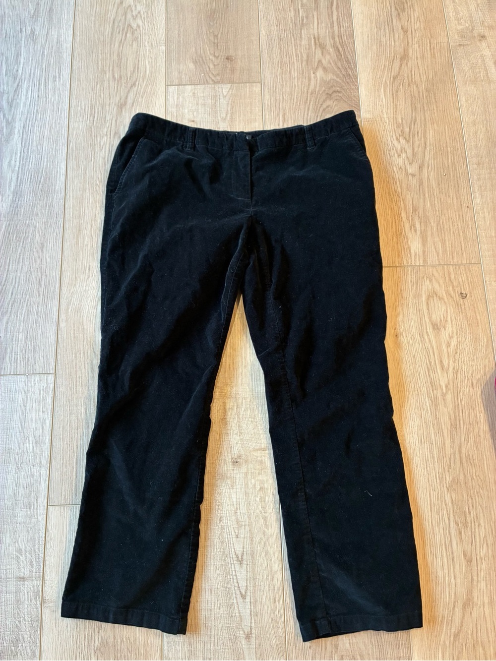 Calliope Black Straight-Leg ankle crop Pants cotton corduroy Large minimalist
